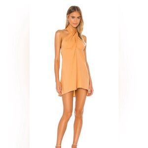 REVOLVE Peach Halter Twist Mini Dress